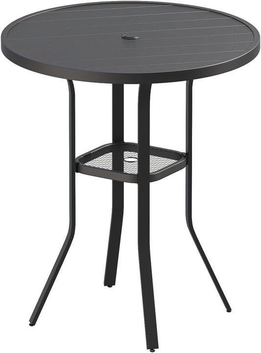 VICLLAX 35.5" Round Outdoor Bar Table, Bar Height Patio Table with Adjustable Umbrella Hole for