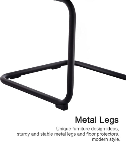 Mid Century Modern Rattan Dining Chairs Set of 4, Boucle Kitchen Chairs with Handwoven Mesh Rattan Backrest and Metal Legs, Upholstered Accent Side Chairs, Black