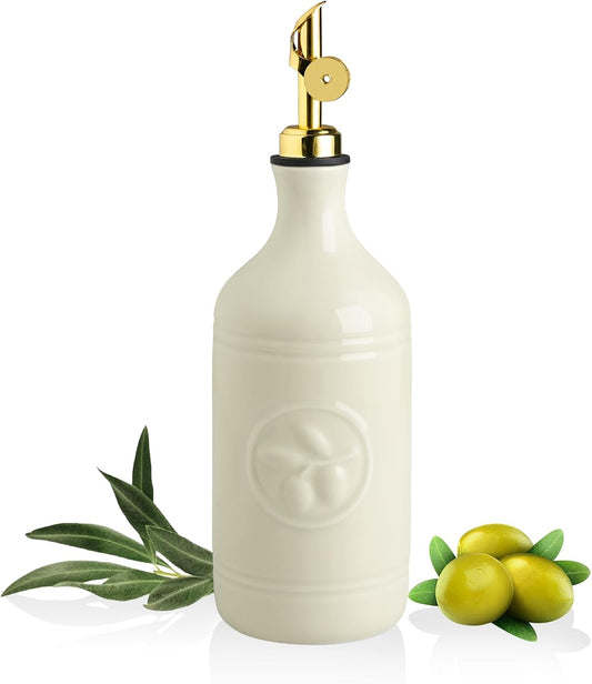 Sweejar 16 Oz Ceramic Olive Oil Dispenser Bottle, Oil Dispenser for Kitchen with Gravity Spout