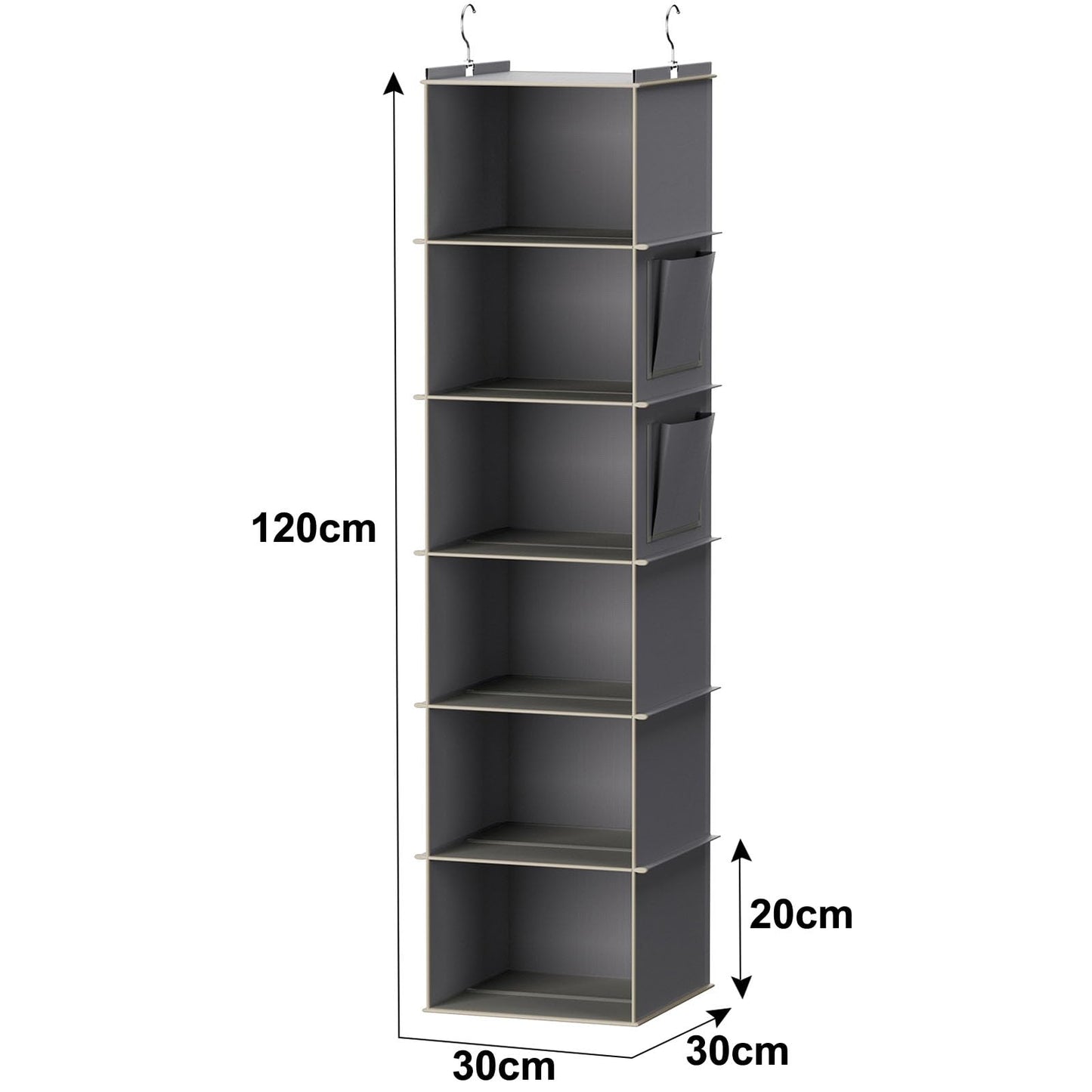 YOUDENOVA Hanging Closet Organizer and Storage, 6-Shelf, Grey