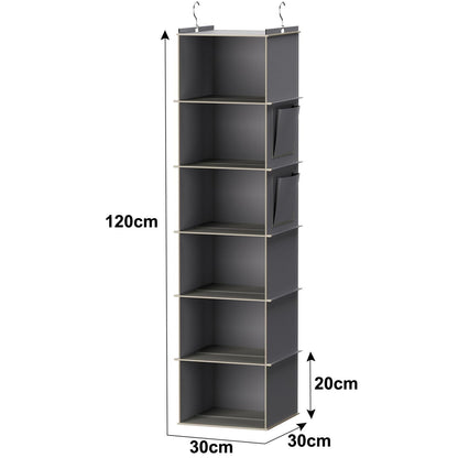 YOUDENOVA Hanging Closet Organizer and Storage, 6-Shelf, Grey