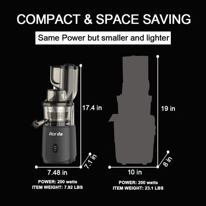 Slow Cold Press Juicer Machines: Masticating Cold Pressed Compact Juicer For Vegetable And Fruit Easy To Clean, Silver Grey