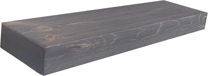 joelsantiques 24 Inch Wooden Floating Shelves for Wall - 24x6x2 in - Made of Natural Wood - Short Heavy Duty Rustic Wall Shelves for Bedroom - Perfect for Bathroom, Kitchen - Grey