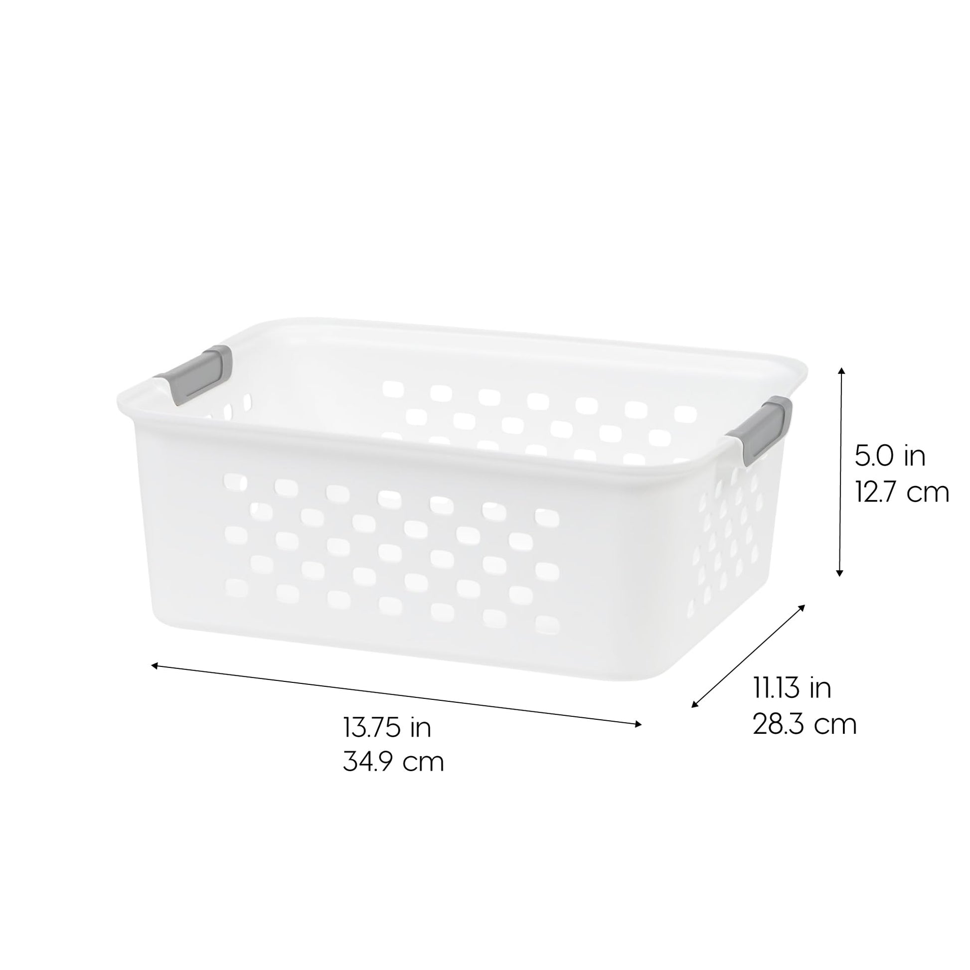 IRIS USA 4-Pack, Medium Plastic Storage Basket, White