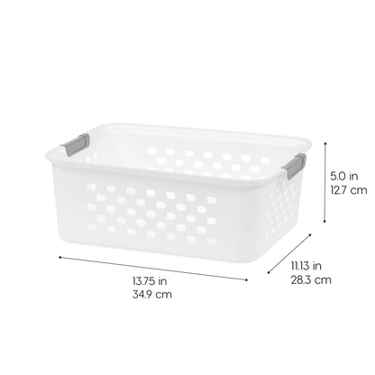 IRIS USA 4-Pack, Medium Plastic Storage Basket, White
