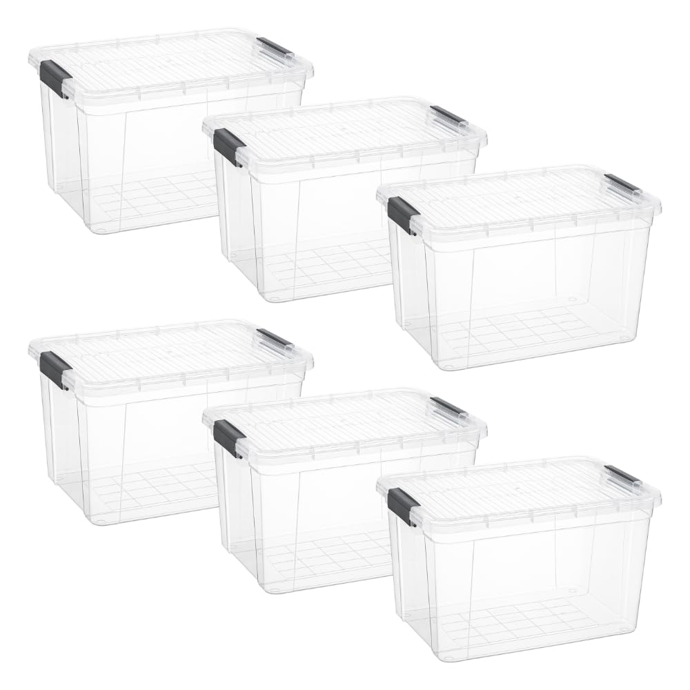 Superio Clear Storage Boxes with Lids, 14.7 Quart Plastic Container Bins for Organizing, Stackable