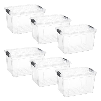 Superio Clear Storage Boxes with Lids, 14.7 Quart Plastic Container Bins for Organizing, Stackable