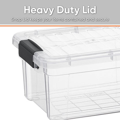 Superio Clear Storage Box with Lid, 3.5 Quart Plastic Container Bins for Organizing, Stackable
