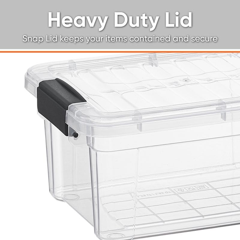 Superio Clear Storage Box with Lid, 3.5 Quart Plastic Container Bins for Organizing, Stackable