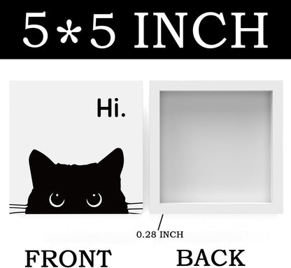 Black Cat Desk Decor, Office Decorations for Work, Cat Lover Gifts for Women, Cat Gifts for Girls, Cat Lover Gifts, Wooden Box Decor Sign for Home Farmhouse Living Room Bedroom Bathroom Classroom Gym