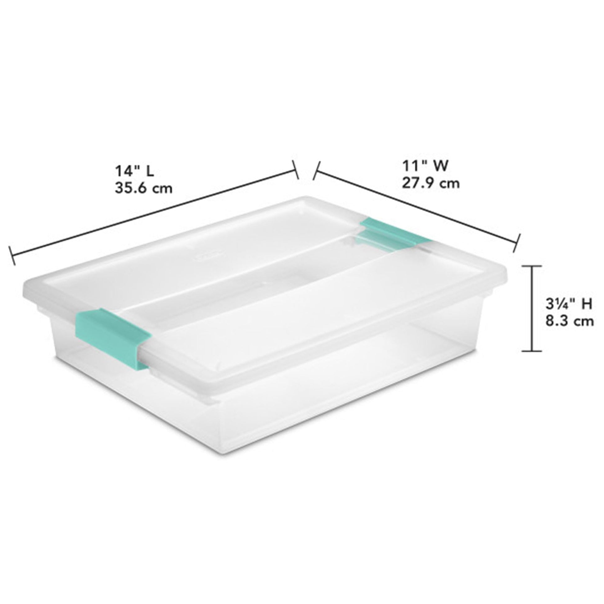 Sterilite Clip Box, Stackable Clear Plastic Bins- Large, 6-Pack