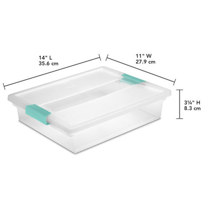 Sterilite Clip Box, Stackable Clear Plastic Bins- Large, 6-Pack