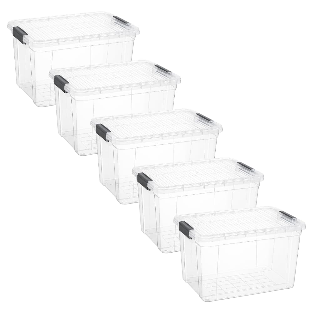 Superio Clear Storage Boxes with Lids, 14.25 Quart Plastic Container Bins for Organizing, Stackable