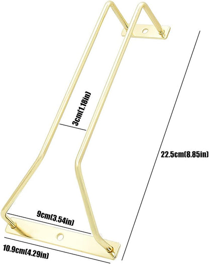 8.8-Inch Gold Wine Glass Rack, Under Cabinet Wine Glass Holder Stainless Steel Stemware Rack - Hanging Stemware Holder for Cabinet Kitchen Bar, Set of 3