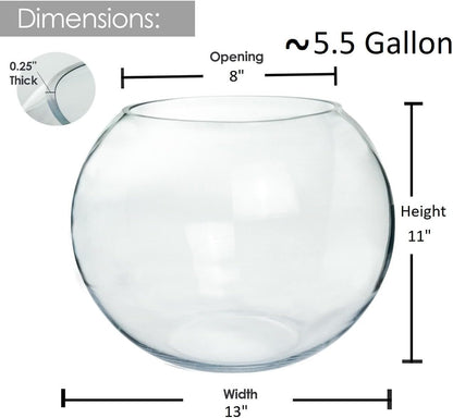 Craft And Party Fish Bowl Vase, 11" Height x 13" Width, Set of 2 Glass Bubble Bowl Vase for Terrarium and Flower Centerpiece