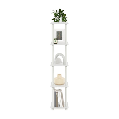 Furinno Turn-N-Tube Storage Shelves, 5-Tier Square Book Shelf, Corner Shelf, Toolless Open Shelves