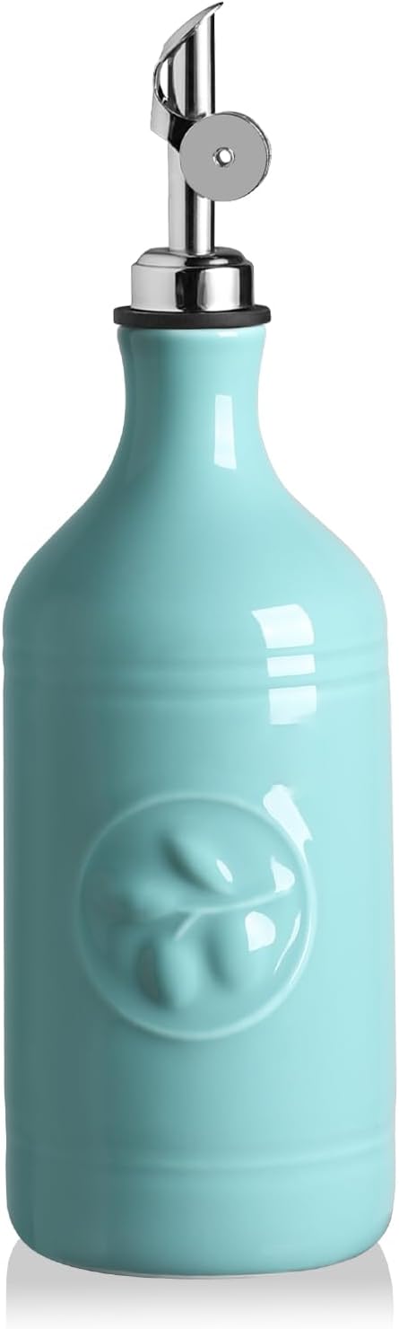 Sweejar 16 Oz Ceramic Olive Oil Dispenser Bottle, Oil Dispenser for Kitchen with Gravity Spout