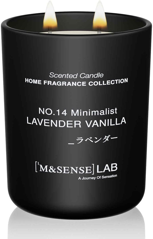 M&SENSE Natural Soy Candle| Lavender Vanilla | 16.6 oz, 95H Burn | Minimalist Scented Candle for
