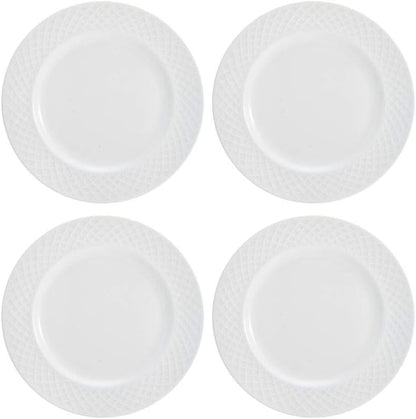 Mikasa Trellis Bone China 16-Piece Dinnerware Set, Service for 4, White Lightweight Porcelain with Textured Design, Chip-Resistant and Dishwasher Safe