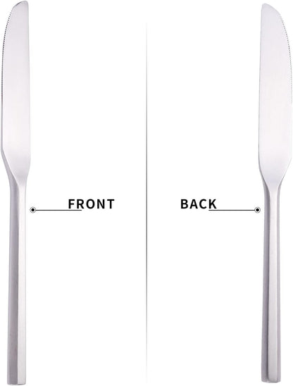 Matte Silverware Set Silver Flatware Set with Hexagon Handle 20 Pieces 18/0 Stainless Steel Cutlery Set Wedding Housewarming Gift Service for 4 (Matt silver)