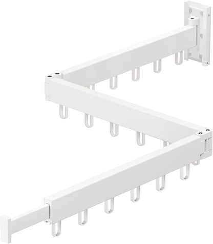 Clothes Drying Rack Wall Mounted,Drying Rack Clothing,Clothes Hanging Rack,Retractable,Collapsible(Tri-Fold), White Color(Ring)