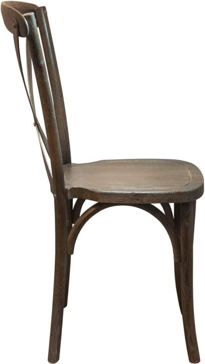 EMMA + OLIVER Gray Wash Dark Driftwood X-Back Chair