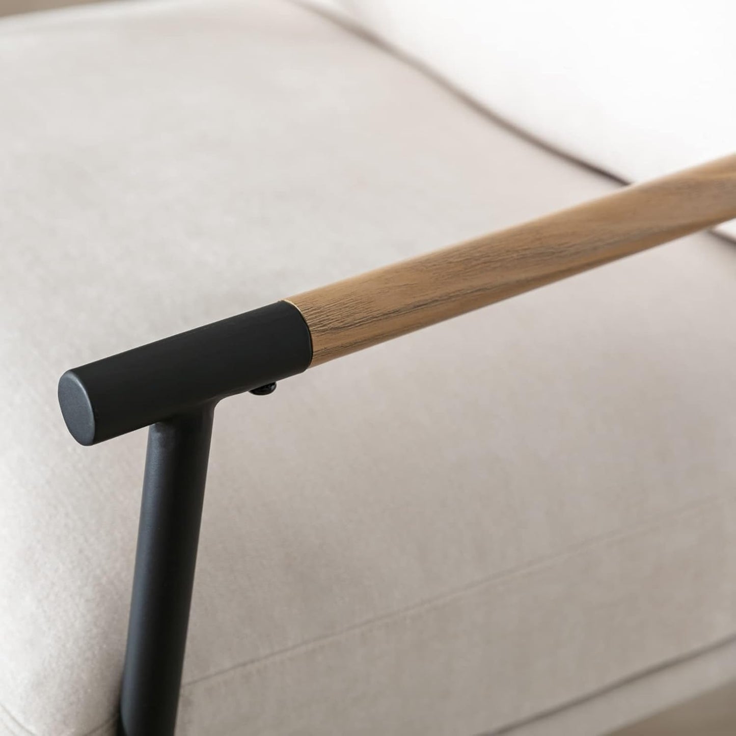 Mid-Century Accent Chair Set of 2, Soft Armchair Chenille Fabric Lounge Chair with Black Metal Legs, Upholstered Leisure Chair for Living Room Bedroom Reception Room, Beige