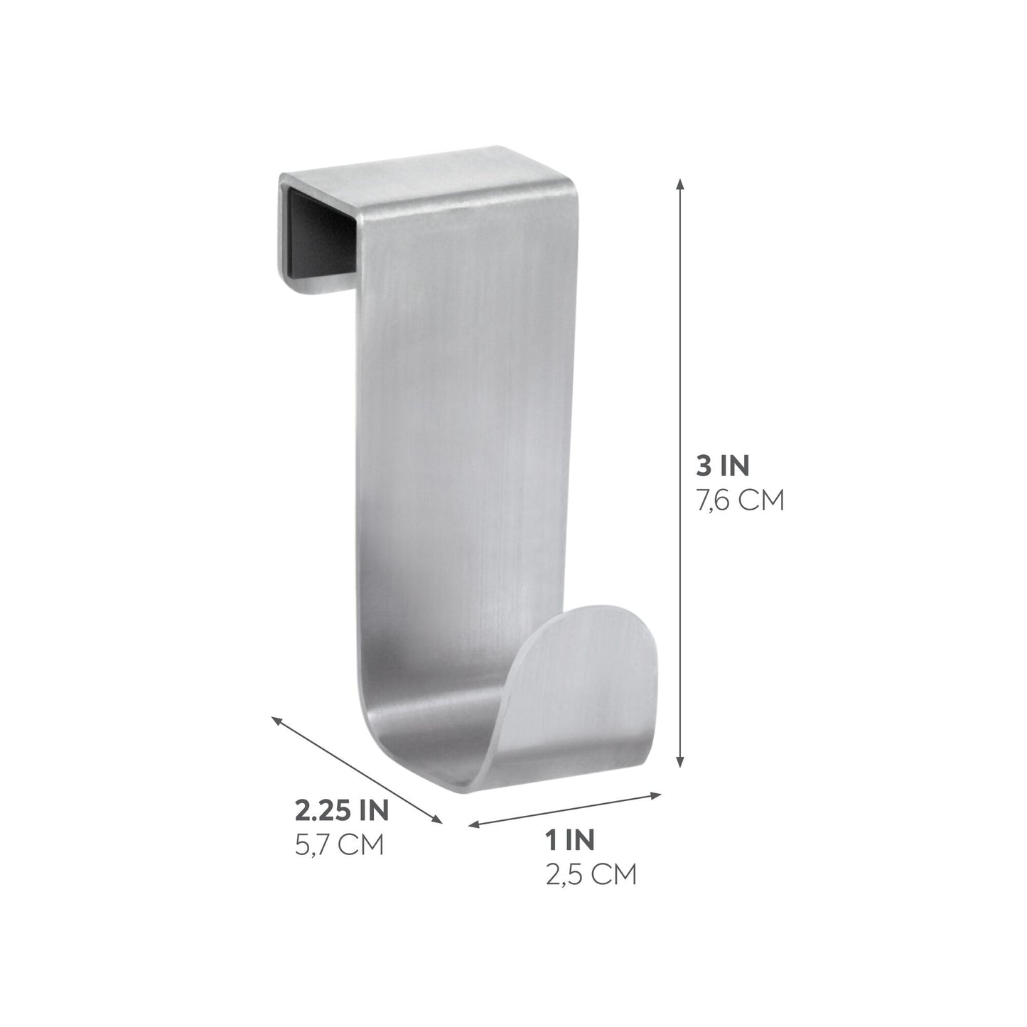iDesign Forma Brushed Stainless Steel Over-The-Cabinet Storage Hook - 1" x 2.25" x 3"