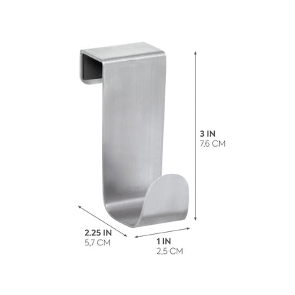 iDesign Forma Brushed Stainless Steel Over-The-Cabinet Storage Hook - 1" x 2.25" x 3"
