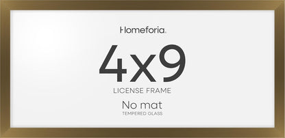 Homeforia 4x9 Business License Frame Bronze, High End Metal 4 x 9 Certificate Frame with Real Glass, 9x4 Document Frames for Wall or Tabletop, 4 by 9 Picture Frames, Tempered Glass, Wall Kit, Set of 1