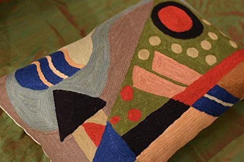 Lumbar Kandinsky Abstract Pillow Cover - Original Composition | Modern Chair Cushion | Modern Outdoor Pillowcase | Mid Century Chair Cushions | Hand Embroidered Wool Size 14x20