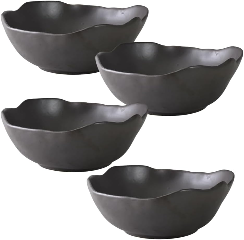 Serene Spaces Living Ceramic Collection of Plates, Bowls, Vases- Dinnerware, Centerpiece for Vintage Weddings, Events (Black - XXL - Pack of 4)