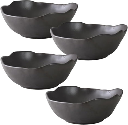 Serene Spaces Living Ceramic Collection of Plates, Bowls, Vases- Dinnerware, Centerpiece for Vintage Weddings, Events (Black - XXL - Pack of 4)