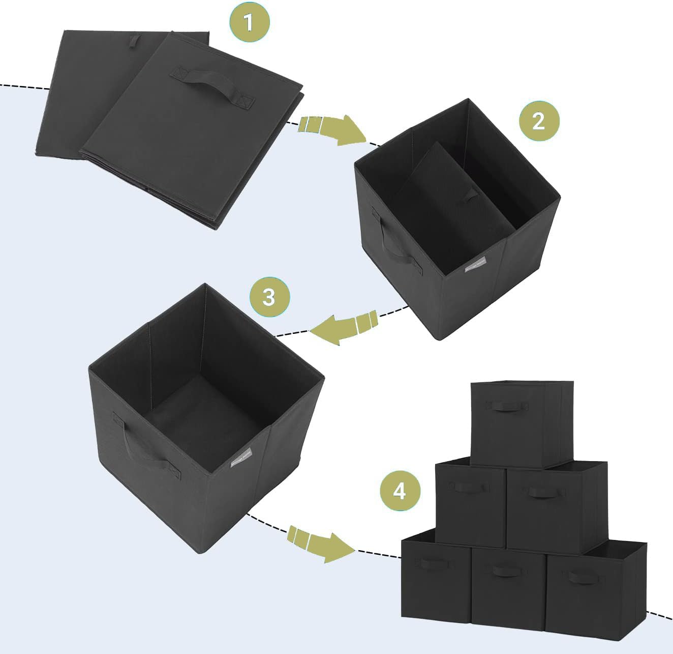 STORAGEIDEAS Storage Cubes, 11 Inch Cube Storage Bins, Set of 8, Fabric Foldable Storage Bins With