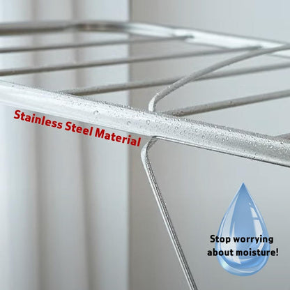 TRES BELLE 25NEW Stainless Steel Clothes Drying Rack(L)–Foldable,Lightweight,Anti-Slip Elastic Rods,Made in Korea,Indoor & Outdoor Use,Rust-Resistant,Towels Drying,Underwear,Baby Clothes–L Sizes