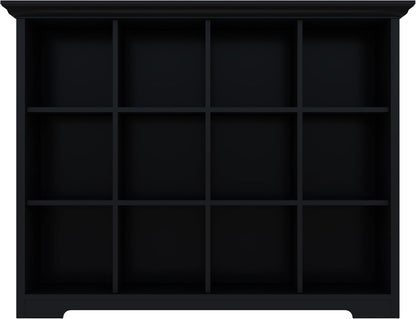 Cube Storage Bookcase with Base - Wooden 3 Tiers Floor Standing Open Shelf Cabinet for Home and Office, 12-Cube Lattice Bookshelf, Black