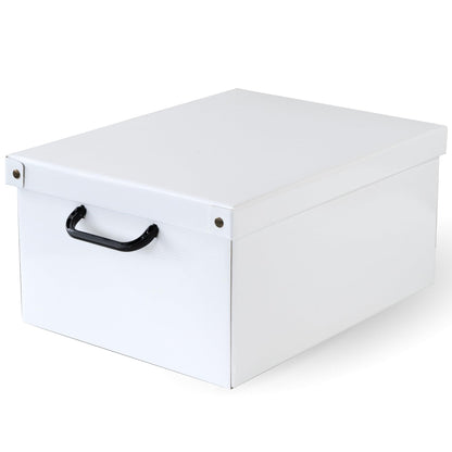Lavatelli: Storage Box: Medium - White - Lid & Side Handles, Decorative Cardboard Organizer