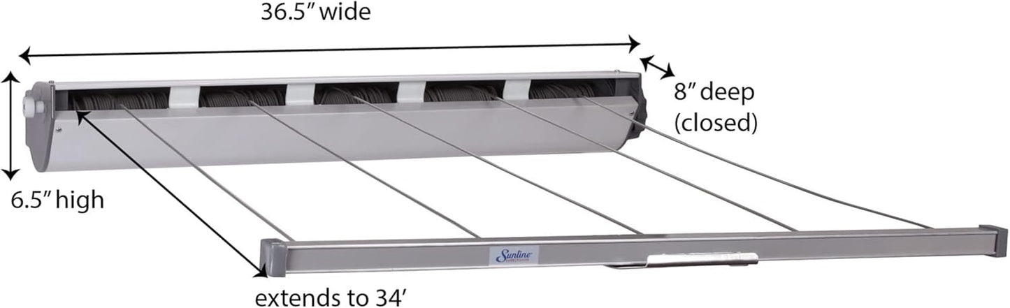 Household Essentials Retractable 5-Line Dryer, White