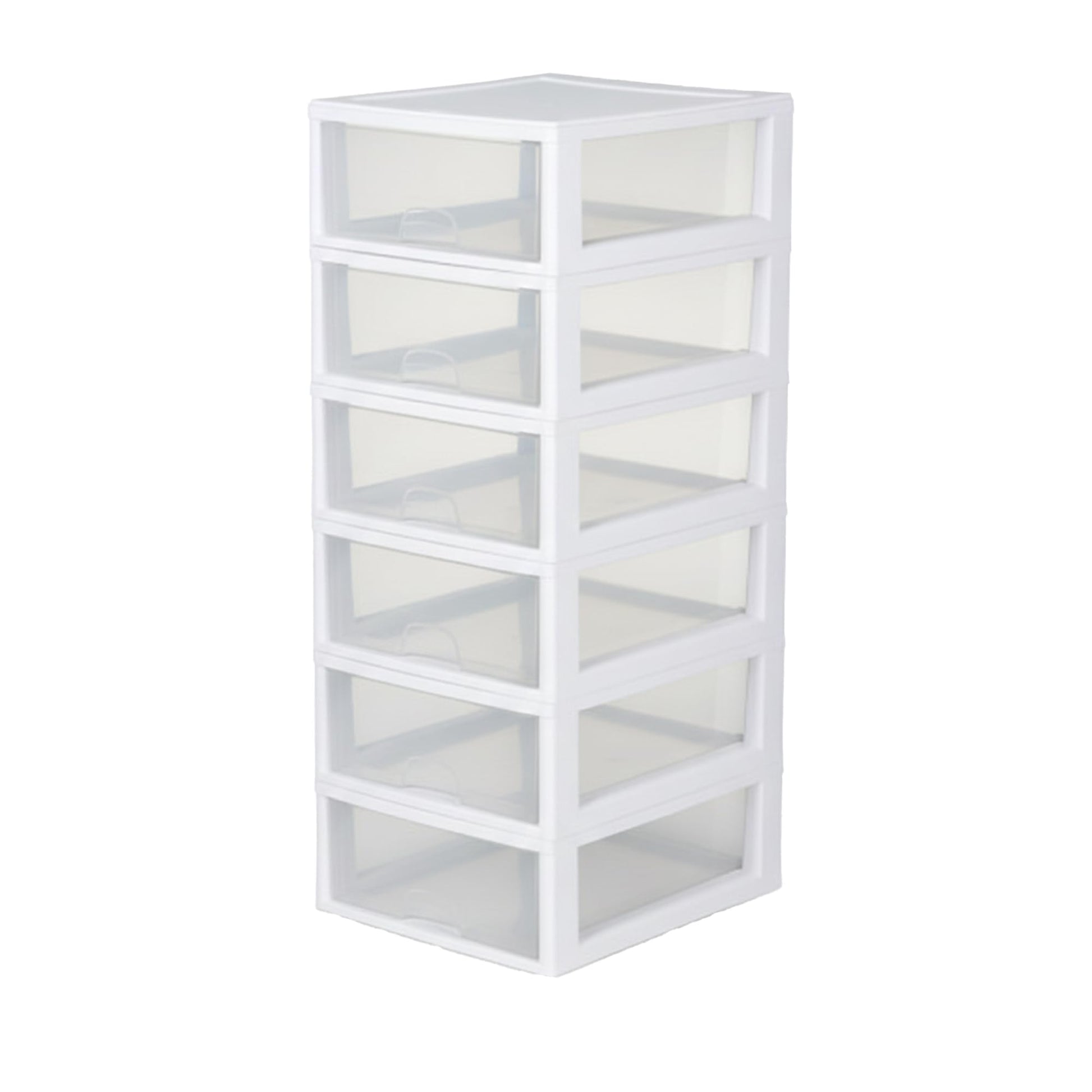 Sterilite 6-Pack 16 Quart Stacking Drawer, Clear Storage Closet Organizer, White Frame - Stackable