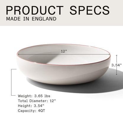 Made In Cookware - Serving Bowl - White With Red Rim - Porcelain England