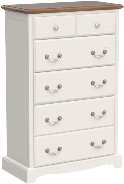 T4TREAM 6 Drawers Dresser Chests for Bedroom, 48" Tall Rustic Chset of Drawers, Wood Dressers Organizer for Bedroom, Living Room,Hallway, Antique White