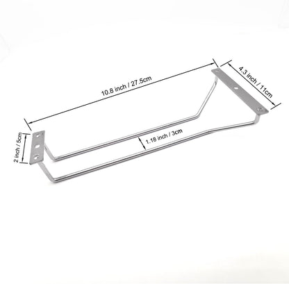 10.8 Inch Wine Glass Rack, Under Cabinet Wine Glass Holder, Wine Glass Hangers Under Shelf, Chrome Finish Stemware Rack, Hanging Stemware Holder for Cabinet Kitchen Bar, Set of 2