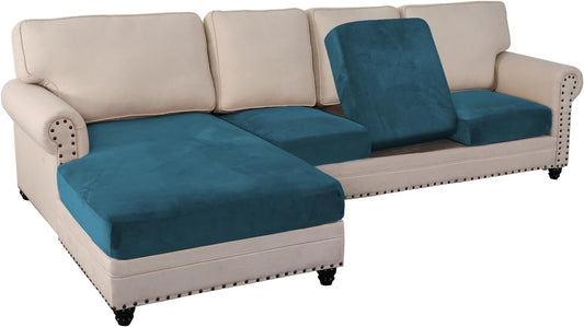 PrinceDeco Sectional Couch Covers 4 Pieces Couch Covers for Sectional Sofa Velvet Separate