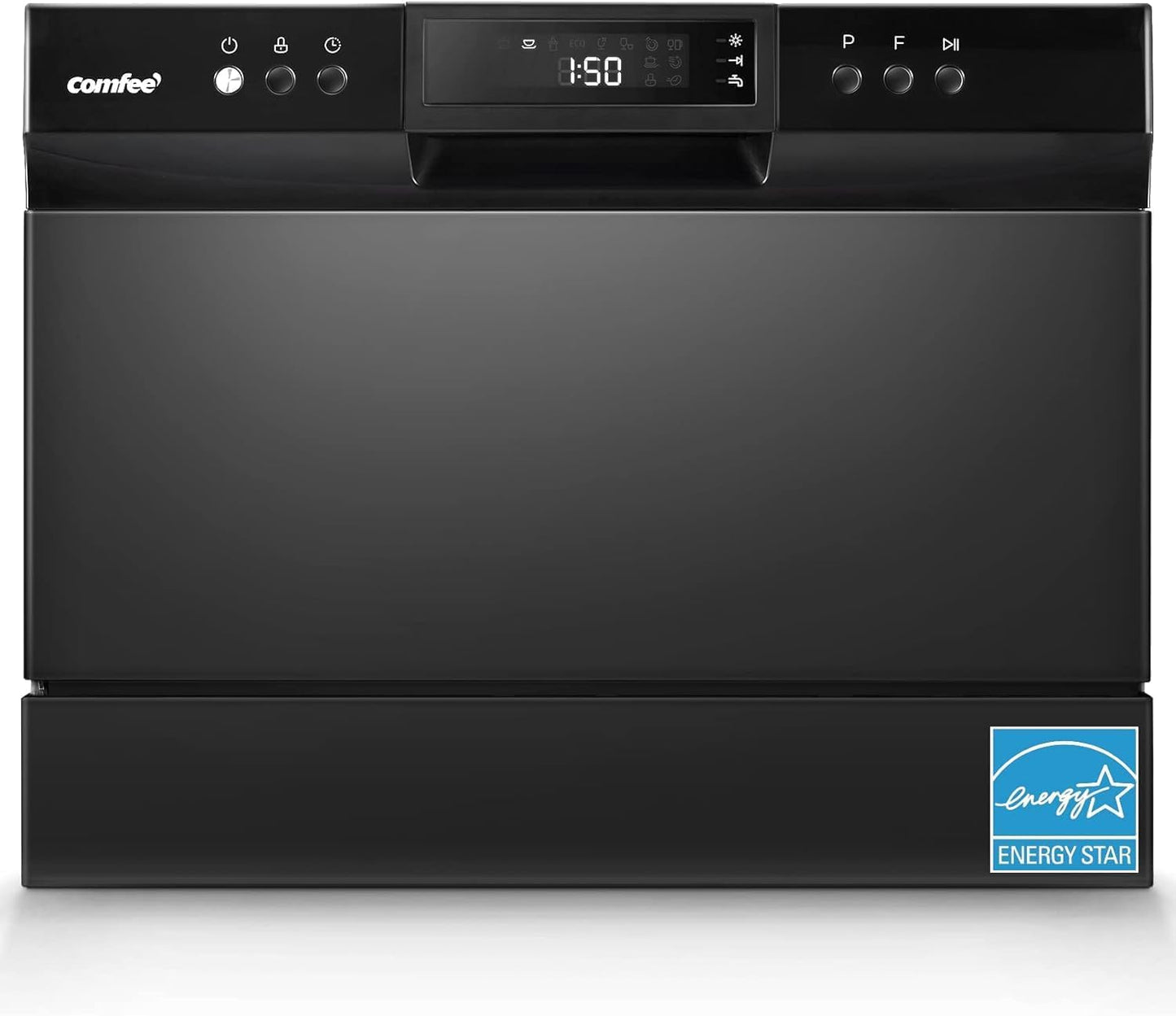 COMFEE??Countertop Dishwasher, Energy Star Portable Dishwasher, 6 Place Settings & 8 Washing Programs, Speed, Baby-Care, ECO& Glass, Dish Washer for Dorm, RV& Apartment, Black