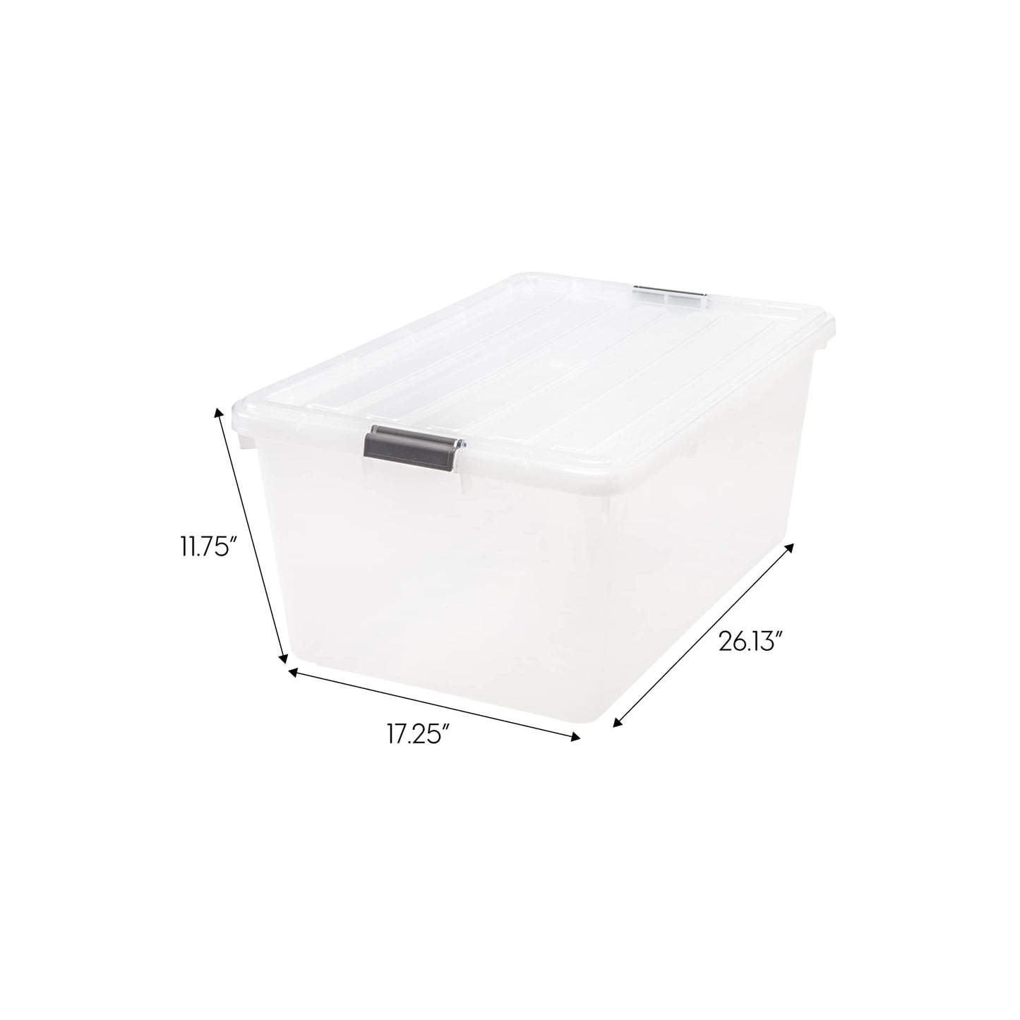 IRIS USA 68 Quart / 17 Gal. Stackable Plastic Storage Bins with Lids and Latch Buckles, 5 Pack