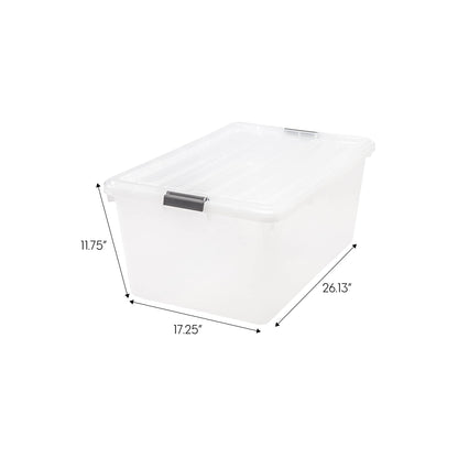 IRIS USA 5-Pack 68 Qt Stackable Storage Bins with Lids, Clear