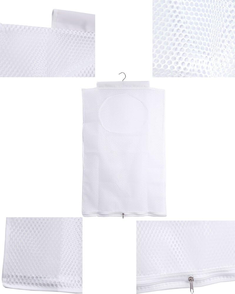 ALYER Breathable Mesh Laundry Hamper,Foldable Hanging Closet Storage Basket,Portable Space Saving Dirty Clothes Bag (White)