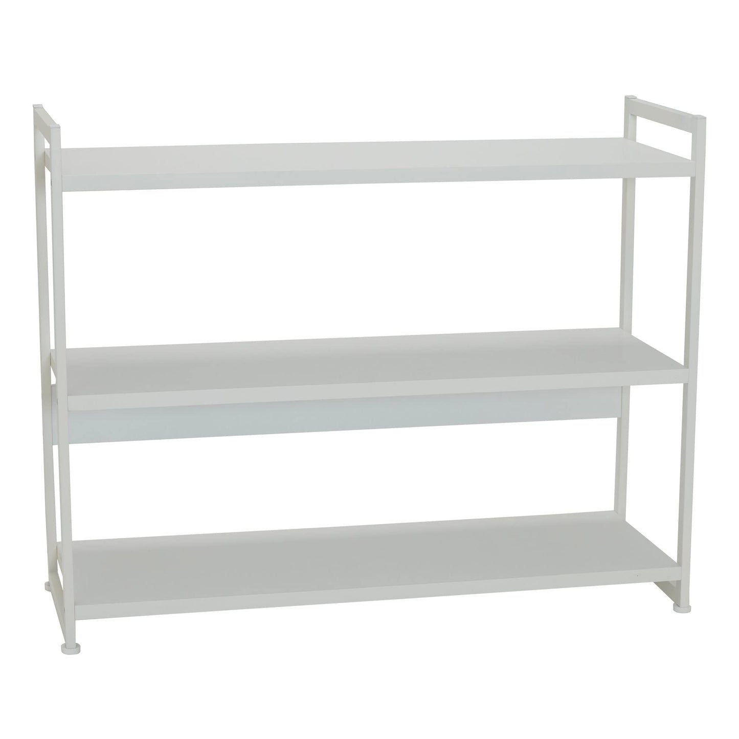 Household Essentials Jamestown Wide 3 Shelf Open Storage Bookshelf Scandinavian White and White