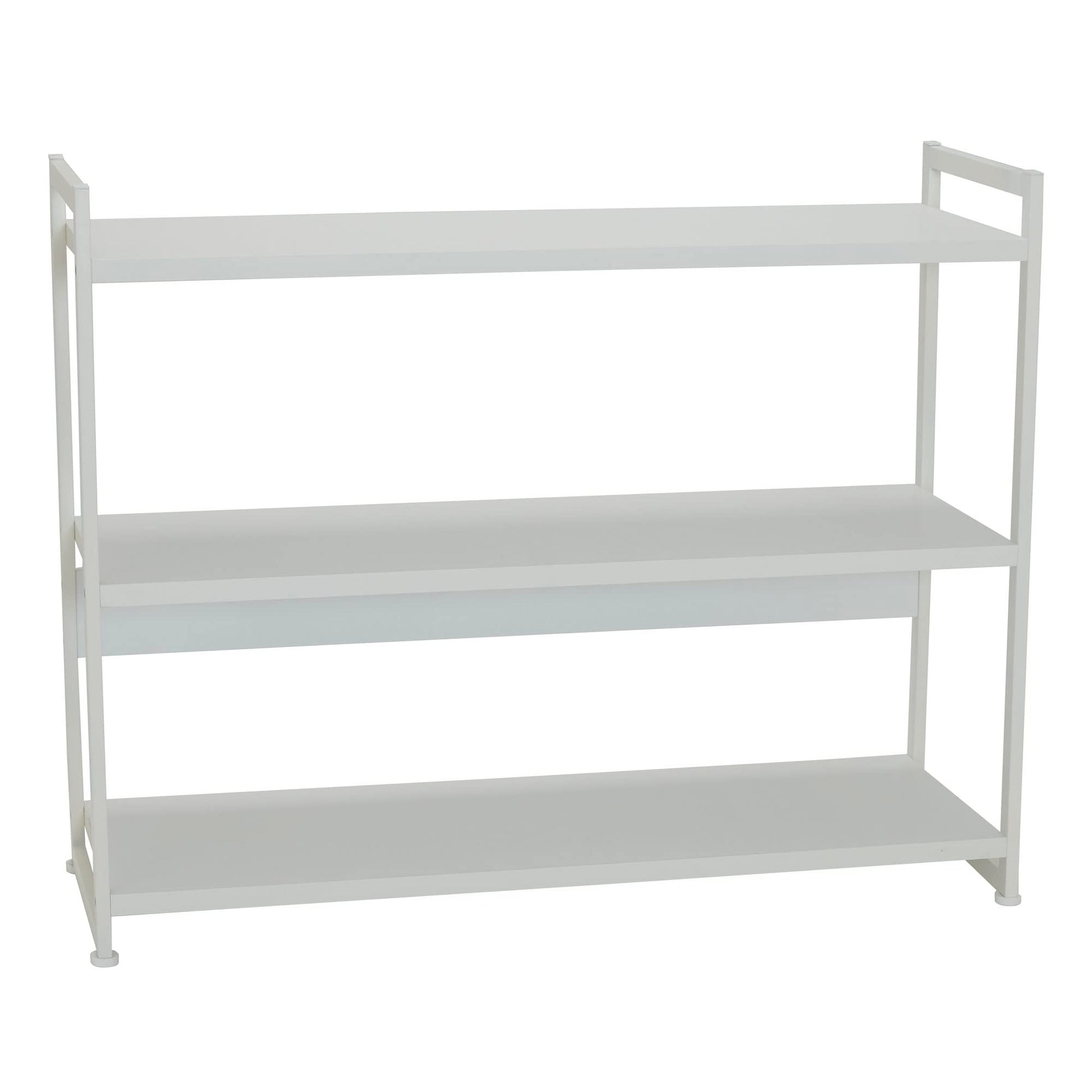 Household Essentials Jamestown Wide 3 Shelf Open Storage Bookshelf Scandinavian White and White