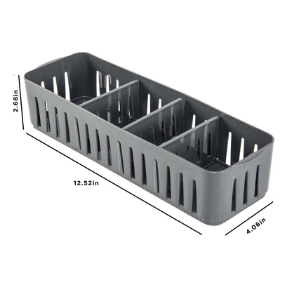 Simplify 2 Pack 4 Compartment Stackable Bin with Adjustable Dividers | Drawer Organizer | Storage